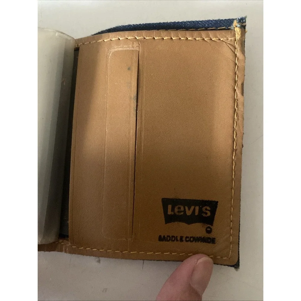 70s Vintage Levi's Orange Tab bifold leather / Denim wallet Rare